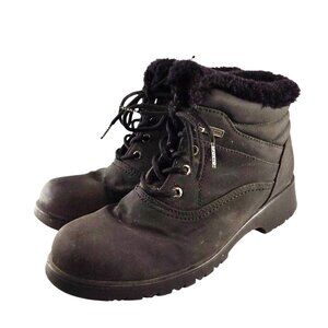 Sporto Women's Ankle Boots Insulated Size 10M Black Lace-Up With Faux Fur Lining